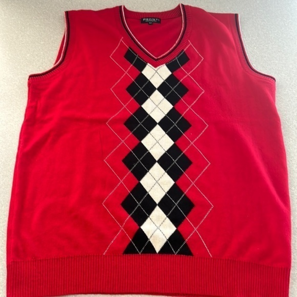 Pronti collection by Phita vintage Vest Red Argyle‎ men’s sweater vest s…